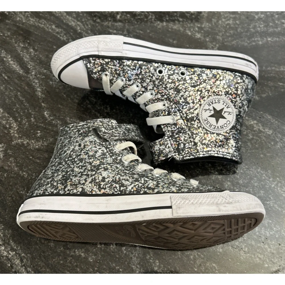 Converse Glitter Dark Matter/White/Girl's High Top Sneakers Size 2.5 A11116C